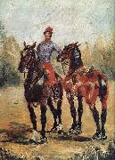 Henri De Toulouse-Lautrec, Reitknecht mit zwei Pferden